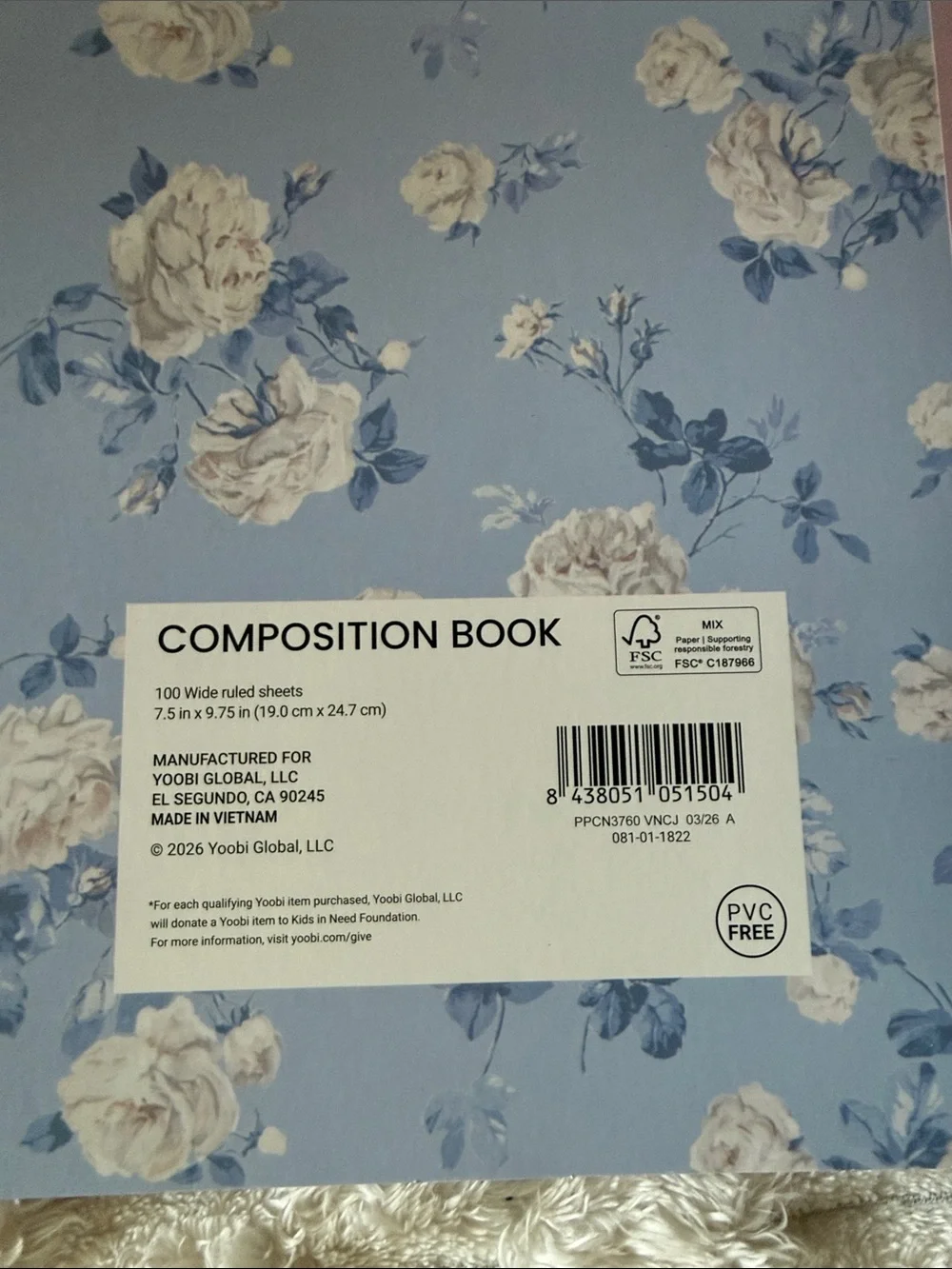 LoveShackFancy Floral Notebook in Blue & Pink - Picture 3 of 7